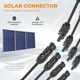 abonix MC4 Solar Connector Y Branch Connector with MC4 Connector Pair for Parallel Connection Between Solar Panels |Color Black| (Pack of 1+1 Pair Set) image 2