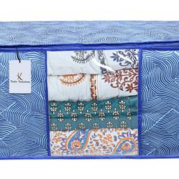 Kuber Industries Rectangular Leheriya Design Underbed Bag|Storage Organiser|Blanket Cover|Extra Large Size, Pack of 2 (Royal Blue, Non-Woven) image 3