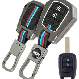 Coll of Fest Metal Silicon Car Key Cover Compatible With Honda City, I-Vtec, I-VTEC, Amaze, WRV, CRV, Jazz Etc 2 Button Smart Key Special Feature Visible In Low-Light Condition,Black image 1