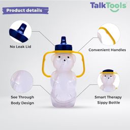 Talktools Honey Bear Drinking Cup with 2 Flexible Straws - Includes Instructions - Spill-proof Lid image 3