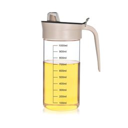 SignoraWare 1000ml Borosilicate Glass Oil Dispenser and Pourer with Measurement, Transparent Jug With Handle and Lid, Leakproof, Spill Proof, BiG Mouth To Easy Refill and store (1 litre, Set 1) image 1