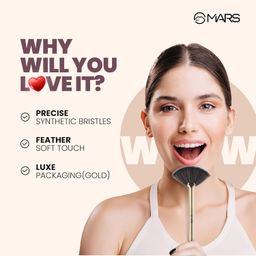 MARS Artist's Arsenal Professional Fan Brush For Face Highlighting | Precise Synthetic Brushes | Feather Soft Touch | Perfect For Highlighting | Luxe Packaging Makeup Brush (Golden) image 2