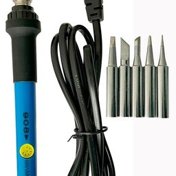 INDITRUST New Complete Kit of Soldering Iron with adjustable temp and 5X Bits of different shapes 60W Temperature Controlled (Round Tip) image 1