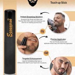Ecosense Beard & Moustache Touchup Stick: Instant Temporary Beard Perfection | Black Color Pencil For Men, Beard Pen, Beard Dye for Long Lasting Coverage, Mustache 3 gm image 5