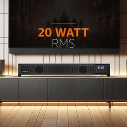 amazon basics SB20D 20W Bluetooth Soundbar with 2400 mAh Battery | 2X Bass | Up to 10 hrs of Playback | Bluetooth 5.3, Aux & USB Connectivity (Black) image 2