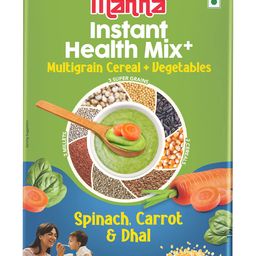 Manna Health Mix Instant Multigrain Cereal, Spinach, Carrot, Dal with Milk. Made with Real Vegetables and 8 super grains and millets. No Added Sugar, No Artificial Color, Flavors 200g image 1