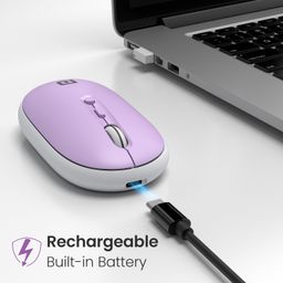 Portronics Toad II Bluetooth Mouse, with Bluetooth 5.0 & 2.4 Ghz Dual Wireless Connectivity, Rechargeable Battery, Adjustable DPI up to 1600 Compatible with Laptop, MacBook, PC (Purple) image 3