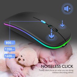 fku Wireless Mouse Dual Mode Bluetooth 5.1 + 2.4Ghz Rechargeable RGB Led Silent Click Mouse connectivity Windows, Mac, iOS, Android (1 PCS) image 5