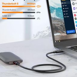CableCreation 80Gbps USB 4 Cable 3.3FT, 120Gbps Bandwidth, 8K 60Hz Display, 240W Charging, Compatible with Thunderbolt 5,Thunderbolt 4/3, USB4, SSD, MacBook M4 Pro, Dock, eGPU image 3
