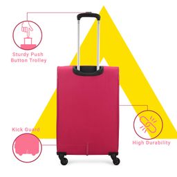 aristocrat Striker Medium Size Soft Check in Luggage (69 Cm)|Spacious Polyester Trolley with 4 Spinner Wheels and Combination Lock|Dazzling Maroon|Unisex|5 Year Warranty image 3