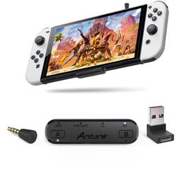 Antank Bluetooth Audio Transmitter Supports aptX-HD aptX Low Latency AAC Compatible with Nintendo Switch/Lite/OLED/PS4/PS5 Dual Broadcast Bluetooth Adapter with Voice Chat in Game image 1