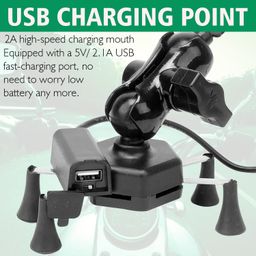 OTOROYS Version 2 X-Grip Universal Bike Mobile Holder with USB Charger 360 Degree Rotation for All Smartphone, Navigation, Mirror Cradle - Black image 4