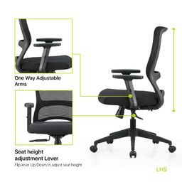 Featherlite Comet Office Medium Back Mesh Chair, Black image 2