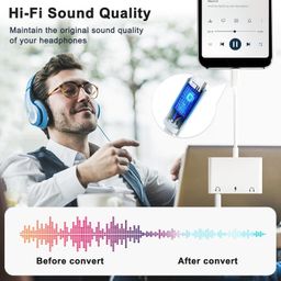 CASOSHIELD USB C to 3.5mm Audio Adapter, 3 in 1 Aux to USB C Headphone Splitter Dual 3.5mm Audio Jack and PD 60W Fast Charging, Compatible for iPhone 15 16,Galaxy S22 S21/Note 20,Pixel 4 3 XL More image 5