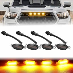 MONARCHIE Car Grill Universal Daytime Running 4 LED 4 PCS 12W light Smoke Shell Compatible with All Cars image 1