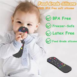 Tony Stark Remote Silicone Baby Teether for Teething Gums, Teether for 3+ Months Baby, Helps Biting Skills Development, Colour & Shape Recognition, Food Grade Silicone, Teething Toy for Infants, Babies, and Toddlers (Black) image 3