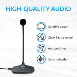 KLIM Talk - USB Desk Microphone for Computer - Compatible with Any PC, Laptop, Mac, PS4 - Professional Desktop Mic with Stand - Recording, Gaming, Streaming, YouTube, Podcast Mics, Studio Microfono image 3