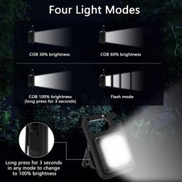 jamunesh enterprise Keychain Led Light 2 Hours Battery Life With Bottle Opener, Magnetic Base And Folding Bracket Mini Cob 800 Lumens Rechargeable Emergency Light image 3