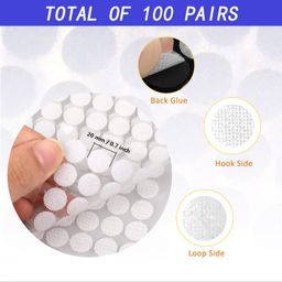 jubobu Hook and Loop Fastener with Adhesive 100 Pairs Dots Hook,20 MM Diameter with Waterproof Sticky Glue,Suitable for Toy DIY, Daily Life/Office Storage image 2