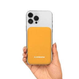 Ambrane MagSafe Wireless 10000mAh Fast Charging Power Bank, Strong Magnet, 22.5W Output for iPhone 12 & Above, Android & Other Qi Enabled Devices, Premium Rubberized Coating (Aerosync Snap, Yellow) image 1
