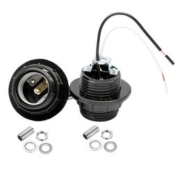 generic E26 E27 Light Socket | Bakelite Threaded Medium Base Lamp Holder with Shade Ring,Phenolic Medium Base E26 Fixture Socket with 6" Wire Lead for Incandescent Led Light Bulbs Replacement image 1