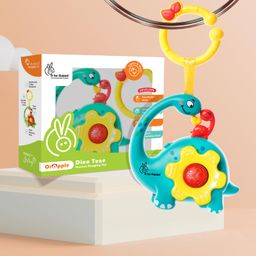 R for Rabbit Orapple Dino Tune Musical Hanging Toy for Baby with 4 Built-in Tunes, Press & Play Mode, Attachable to Stroller, Cradle & Play Gym | Motor Skill Development 3+ Months Kids (Blue Yellow) image 1