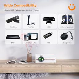 YABER V5 Mini Portable Projector with 5G WiFi and Bluetooth 5.1, 1080P & 4K Supported, with Tripod & Bag, Compatible with Phone, TV Stick & PC image 5