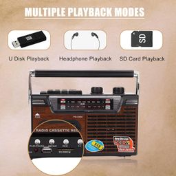 acogedor Cassette Player AM FM Radio, Retro Boombox with Cassette Player AM FM Radio Multifunctional, Classic 80s Style Retro, Support Storage Card and USB image 5