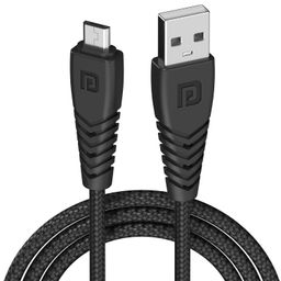 Portronics Konnect B Micro USB Cables For Fast Charging & Data Sync 3.0 Amp with PVC Heads I Nylon Braided I 1 mtr(Black) image 1