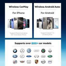 WeFly Wireless CarPlay Adapter for IP/Hone - Converts Wired to Wireless Apple CarPlay, Mini Size with Extension Cable USB & USB-C/Type-C, Stable Control, No Delay - Black image 5