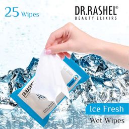 DR.Rashel Ice Fresh Pack of 2 Face Wipes, Enriched with goodness of Menthol and Aloe Vera Extract | For Multi purpose use | Gives Refreshing and Glowing Skin.(25 pc x 2) image 3