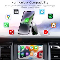 HB PLUS Mini Wireless CarPlay Adapter for iPhone - Convert Wired to Wireless App/le CarPlay, USB & USB-C Extension Cable Included for Stable Control & No Delay (Black) image 5