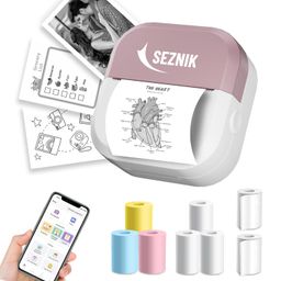 seznik Mini Printer, Inkless, Thermal, Bluetooth, Portable Printer, Compatible Android, iOS Mobile. 1 Year Warranty (EON-Stealth Velvet) image 1