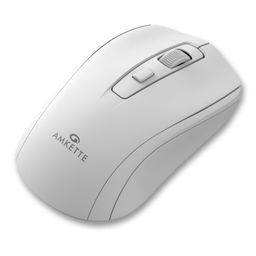 Amkette Hush Pro Astra Wireless Mouse with Advance 2.4 Ghz Connectivity, Silent Switch, Ergonomic Design, High Precision 3 DPI Settings, Mouse On/Off Switch, Smart Auto Sleep Function (White) image 1