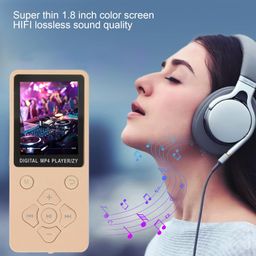 Fockety MP3 Player MP4 Player, 1.8 Inch Super Slim Color Screen Expandable Memory 128G MP3 Music Player with Speaker, FM Radio, Voice Recorder, (Gold) image 2