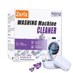 Zerfa Lavender-scented 12 Pcs Washing Machine Deep Cleaner Descaler Tablets for All Front and Top Load Machines, with Descaling and Stain-Removing Power image 1