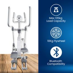 KFS FITNESS Elliptical Cross Trainer with App Connectivity, Dual-Rail System, 10Kg Flywheel, 32-Level Auto Tension, Max 135kg Load, 17" Stride, LED Console, BT Compatible with Fitness Apps - White image 4