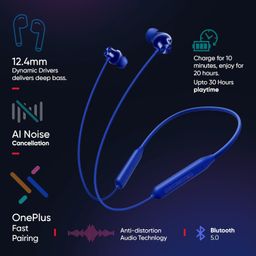 OnePlus Bullets Z2 Bluetooth Wireless in Ear Earphones with Mic, Bombastic Bass - 12.4 Mm Drivers, 10 Mins Charge - 20 Hrs Music, 30 Hrs Battery Life (Beam Blue) image 4