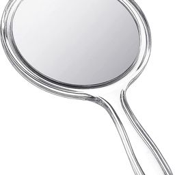MEPOINT Makeup Double-Sided Handheld Mirror 1X/ 2X Magnifying Transparent Hand Rounded Shape Framed, Wall Mounting Multi Color image 1