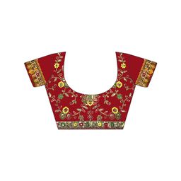 siril Women's Bandhani Printed Georgette Sequence Lace Scalloped Border Saree with Unstitched Blouse Piece image 5