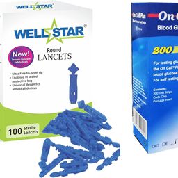 Wellstar ROUND Glucometer Lancets (100) with ONCALL PLUS 200 Test Strips Glucometer Lancets (100) image 1