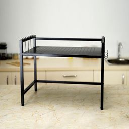 Livzing 2-Tier Adjustable Multipurpose Dish Rack for Kitchen Cabinet- Metal Microwave Oven Stand-Utility Rack Organizer with Hooks-Multipurpose Counter Top Storage-OTG Stand-Corner Shelf image 4