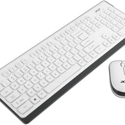 Acer Wireless Keyboard & Mouse Combo with Attractive Durable Design, 2.4GHz Nano Receiver, 10m Range, Indian Rupee Key Code, 1600 DPI, 10M Keystrokes Life for Microsoft Windows and Mac OS(White/Grey) image 1