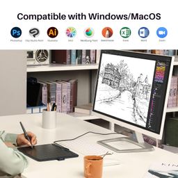 Artisul A801 Drawing Tablet Graphics Tablet 9 Inch Art Tablet with 8192 Pressure Battery-Free Pen,4 Hot Keys, Compatible with Windows, macOS & Android image 5