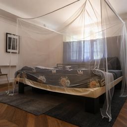 Lumio Mosquito Net for King Size Bed, Mosquito Net Double Bed | Mosquito Net for Queen Size Bed - Premium Bed Net with Finest Mesh, 300 Holes per Square Inch LxWxH - (6 x 6 x 5) White image 1