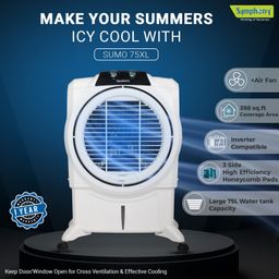 Symphony Sumo 75 XL Desert Air Cooler For Home with Honeycomb Pads, Powerful +Air Fan, i-Pure Console and Low Power Consumption (75L, White) image 2