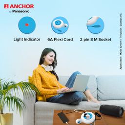 Anchor by Panasonic Diamond 6A 2 Pin Flex Box with Indicator & Handle | 8 Mtr Extension Flexi Cord with Universal Socket image 4