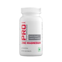 GNC Zinc Magnesium Complex (ZMA) with Vitamin B6, L-Theanine, L-Tryptophan & Hops Flower Extract | 60 Veg Tablets | Supports Restful Sleep, Calmness & Nerve Function | USA Formulated image 1
