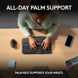 Logitech Wave Keys Wireless Ergonomic Keyboard with Cushioned Palm Rest, Comfortable Natural Typing, Easy-Switch, Bluetooth, Logi Bolt Receiver, for Multi-OS, Windows/Mac - Graphite image 5