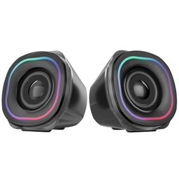 Portronics in Tune 5 12W Portable USB Powered Wired Speaker with Volume Control, 3.5mm AUX in, HD Sound, 2.0 Channel, RGB Lights Controls, Multimedia Speaker for PC, Gaming, Desktop and Laptop(Black) image 1